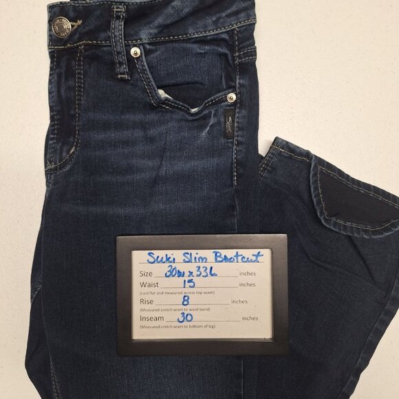 Silver Jeans Suki Slim Bootcut Dark Wash Womens 30 x 33 Basic Blue Denim - Picture 6 of 7